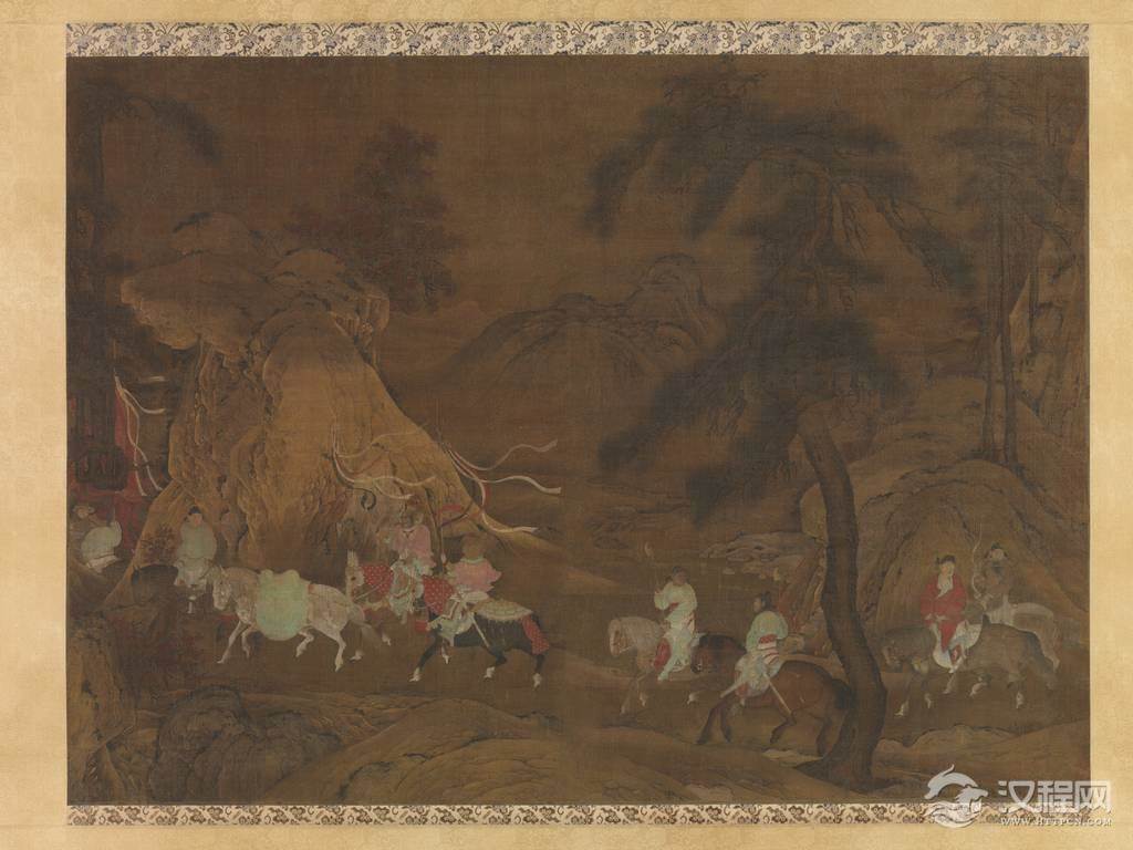 李思训 江帆楼阁图 李昭道 明皇幸蜀图(百幅中国名画) 