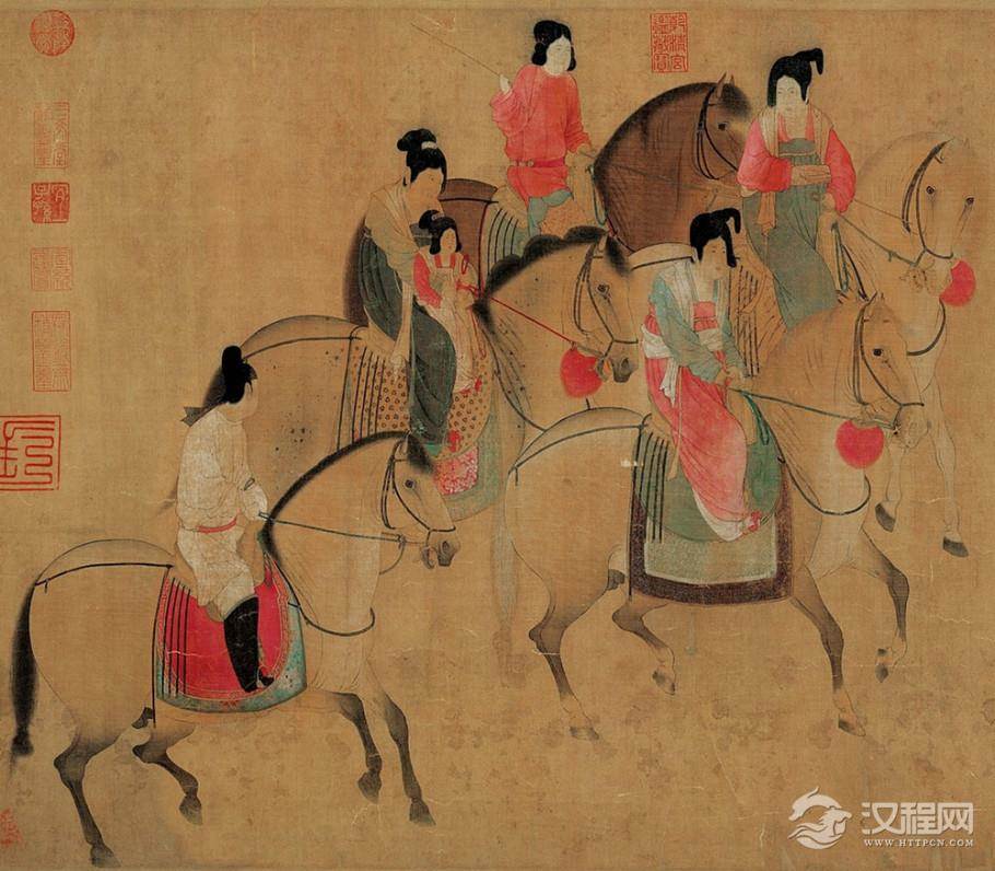 唐 张萱画选 虢国夫人游春图与仿摹品