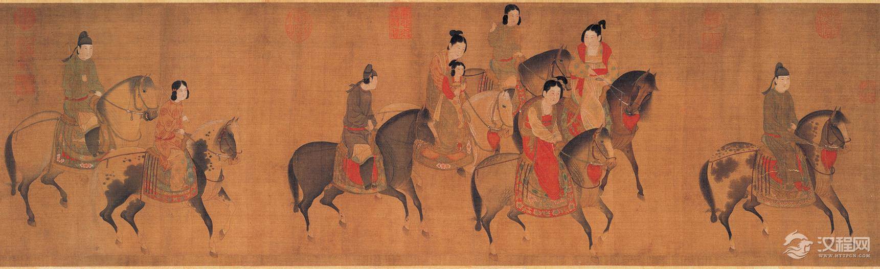 唐 张萱画选 虢国夫人游春图与仿摹品
