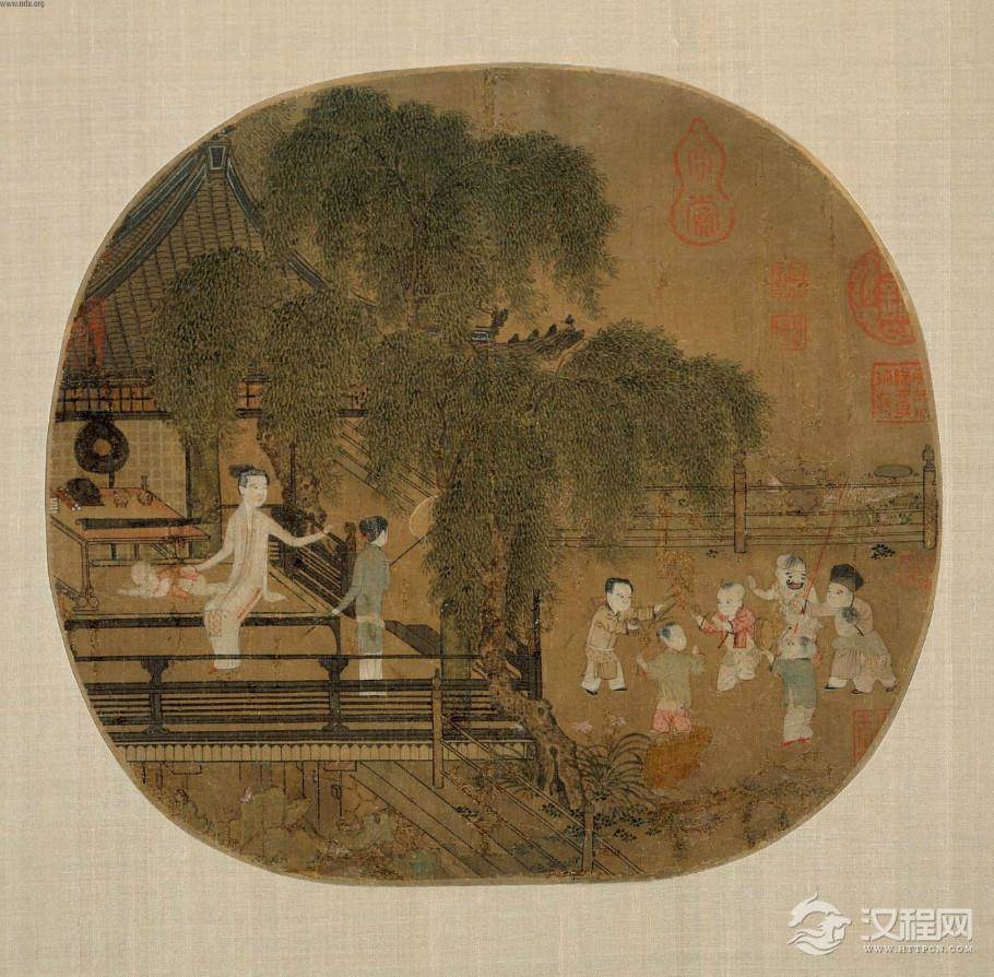 五代南唐 王齐翰 挑耳图 