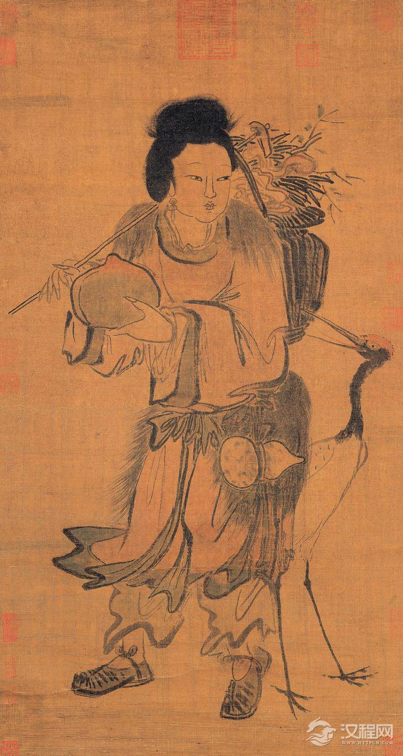 五代南唐 王齐翰 挑耳图 