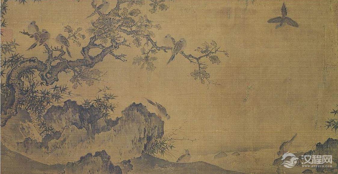 画坛父子：黄筌珍禽图与黄居寀山鹧棘雀图(百幅中国名画) - 潮河边人 - 潮河边人博客