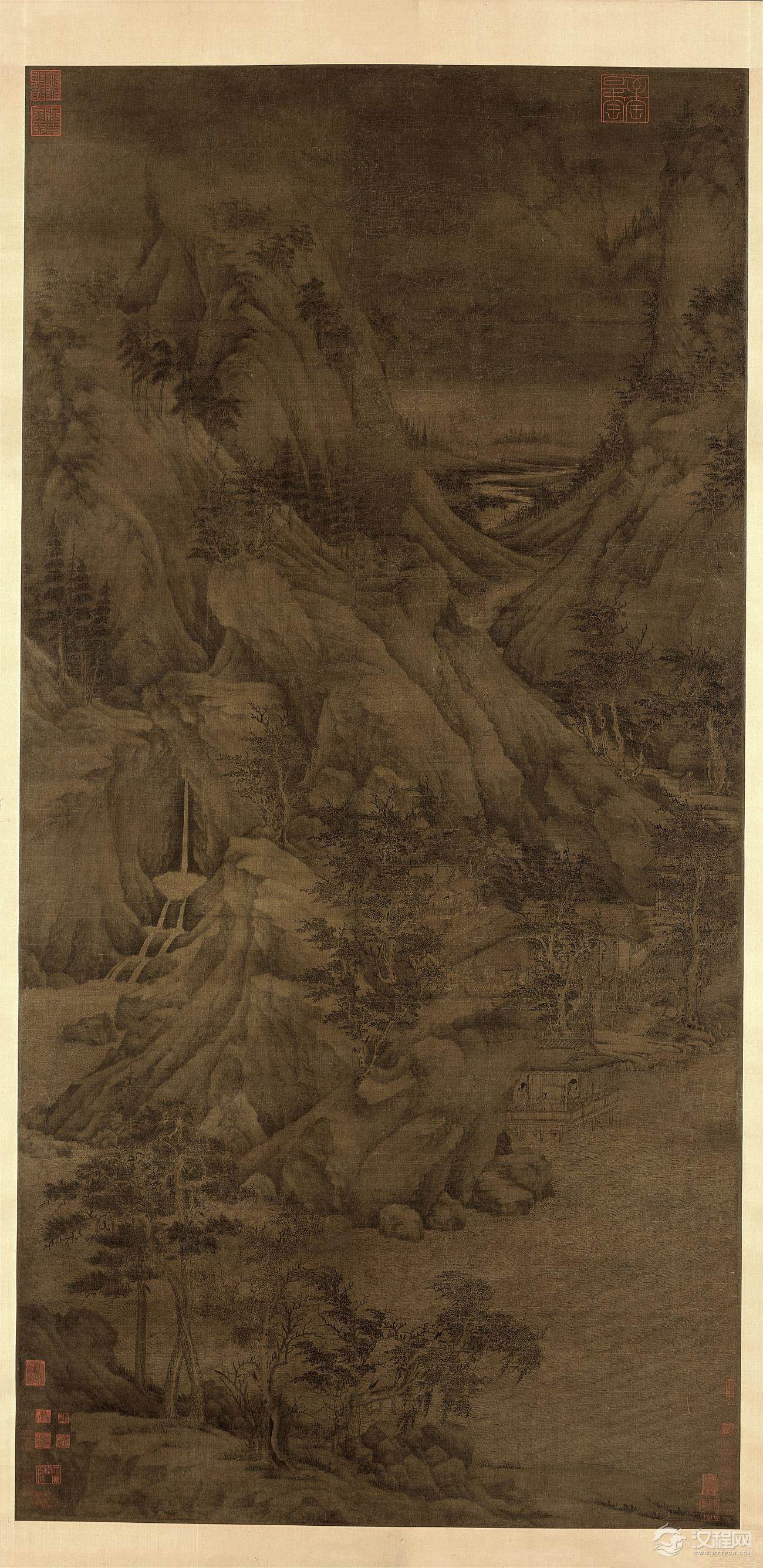 五代南唐董源画选 夏景山口待渡图卷（百幅中国名画)