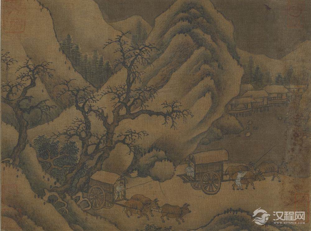 宋  江参 盘车图 千里江山图 