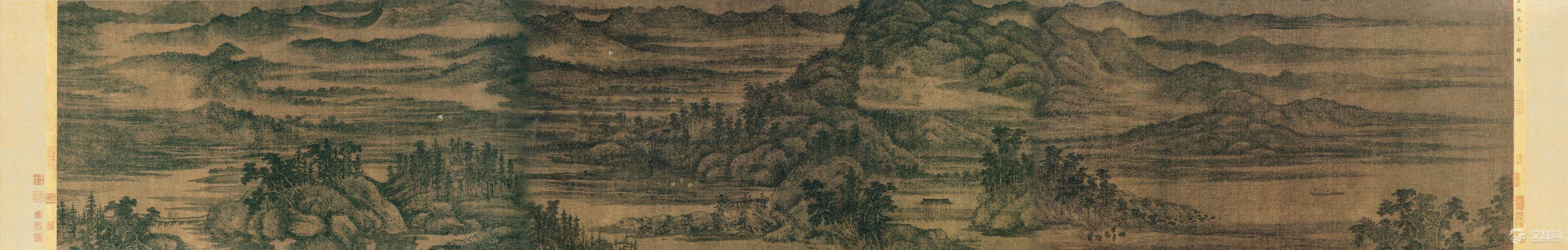 五代南唐董源画选 夏景山口待渡图卷（百幅中国名画) 