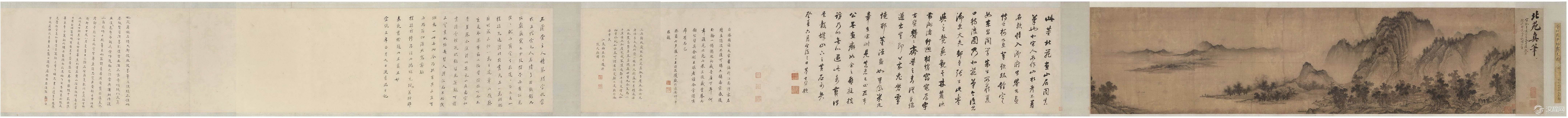 五代山水四家：董源画选 夏景山口待渡图卷（百幅中国名画)