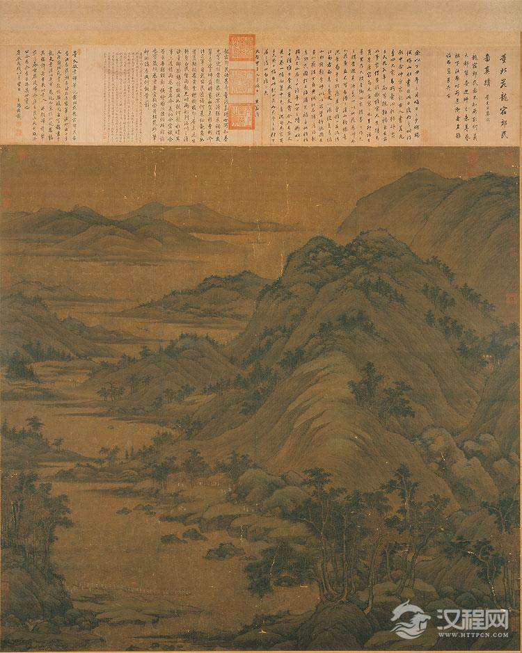 五代山水四家：董源画选 夏景山口待渡图卷（百幅中国名画)