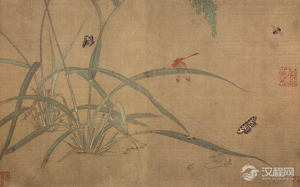 嘉禾草虫图高清_吴炳嘉禾草虫图高清_嘉禾草虫图吴炳高清_吴炳_宋代29x49