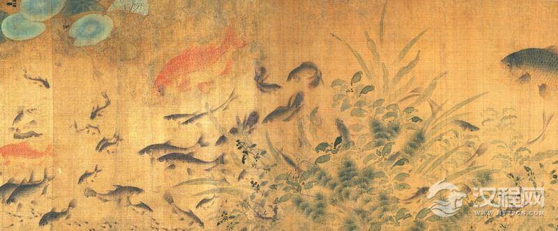 落花游鱼图