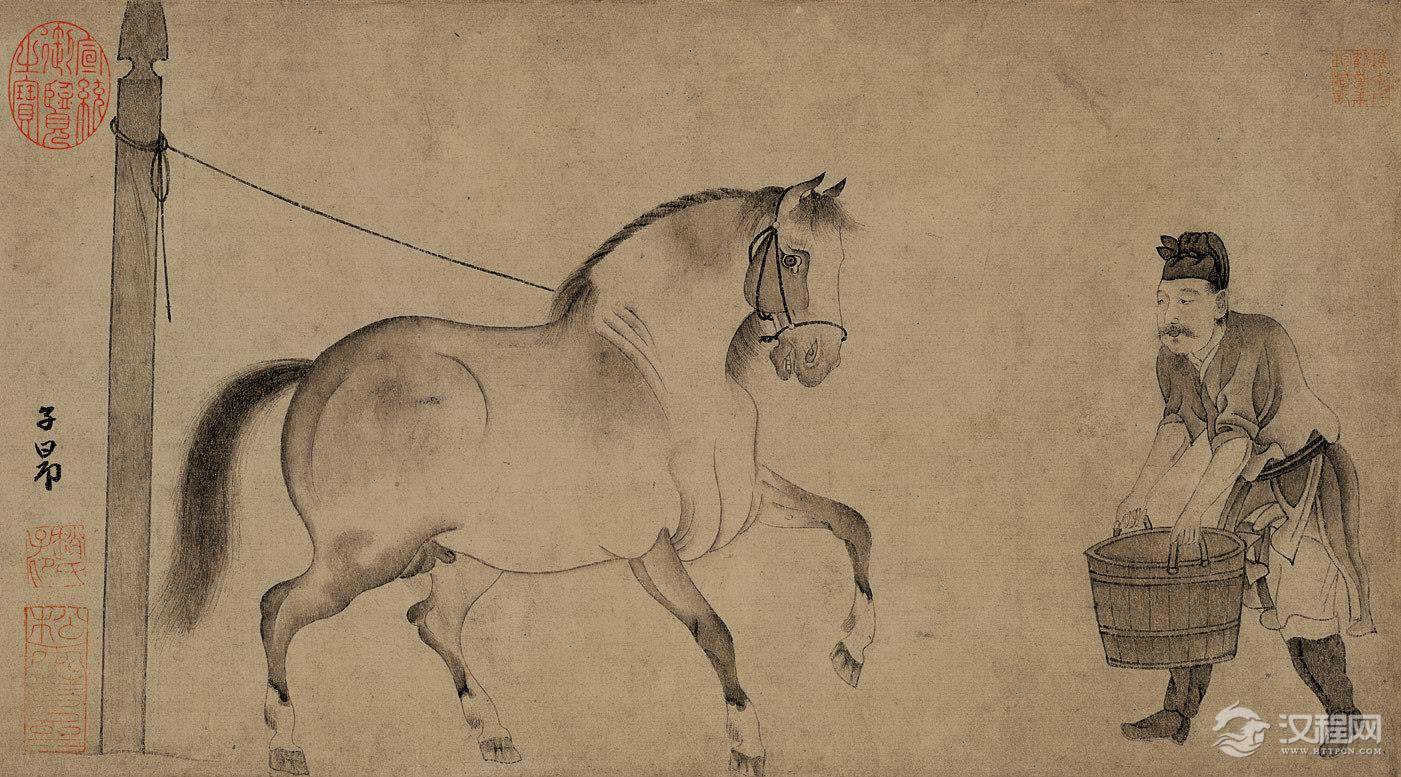 秋郊饮马图 赵孟頫