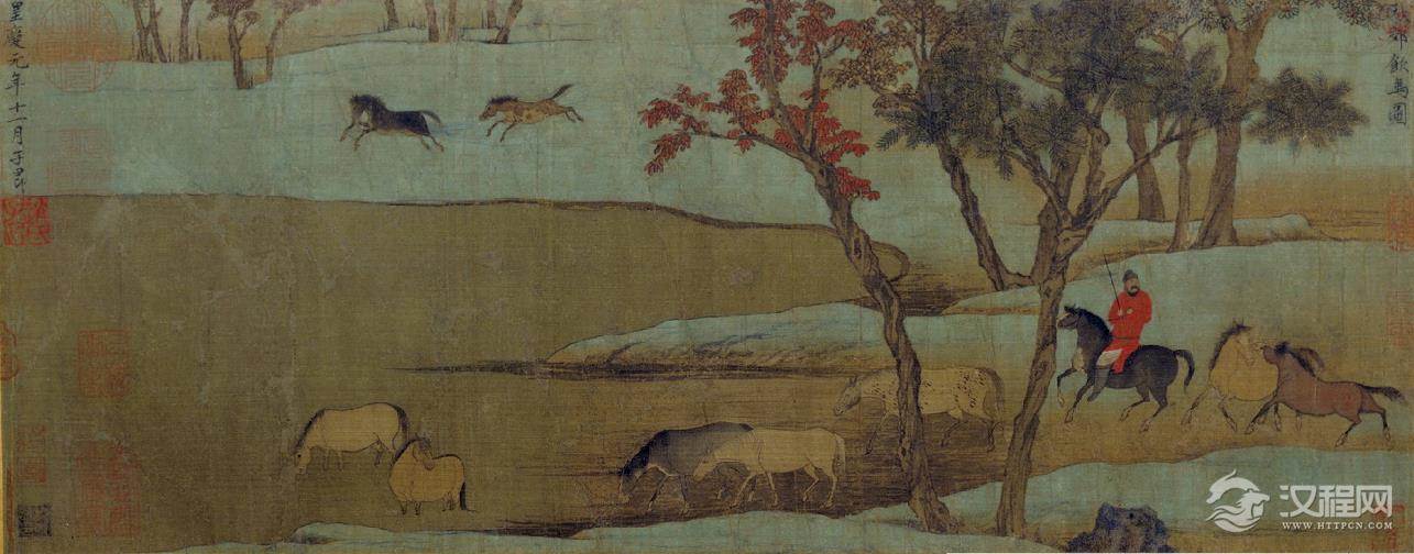 秋郊饮马图 赵孟頫