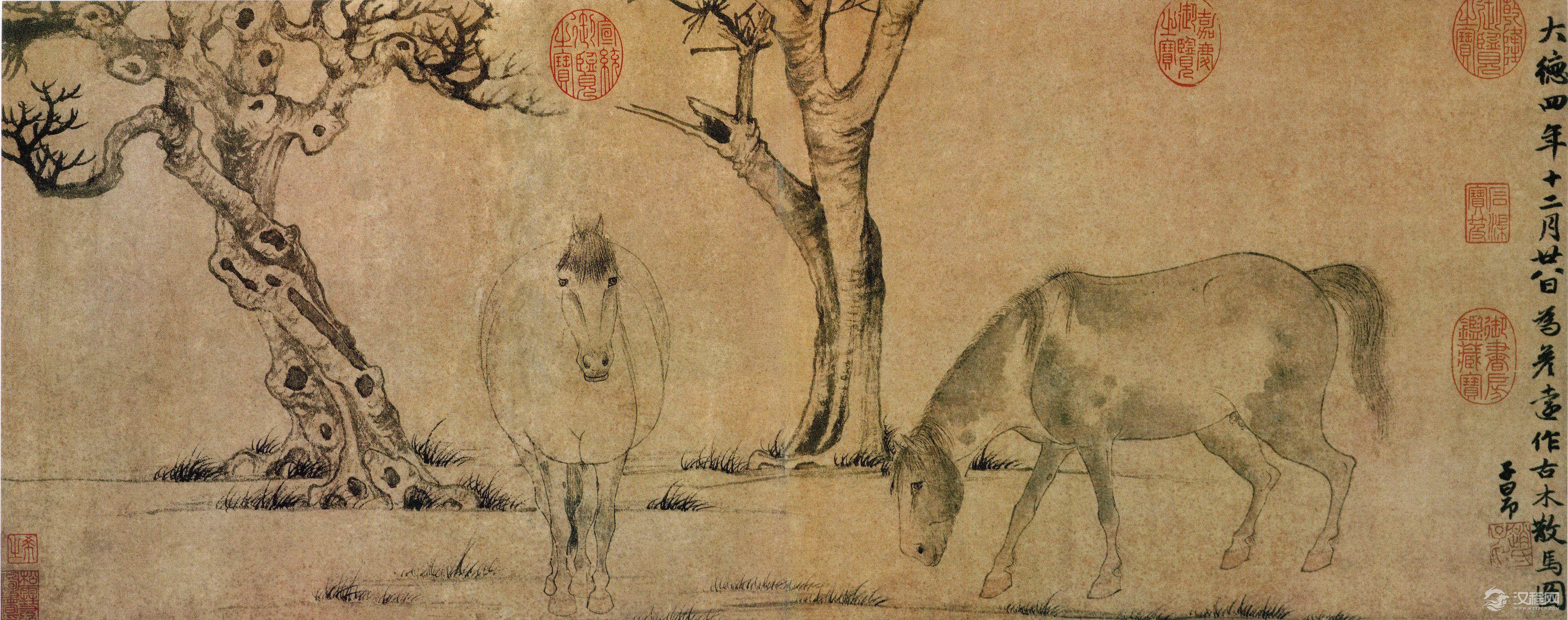 秋郊饮马图 赵孟頫 