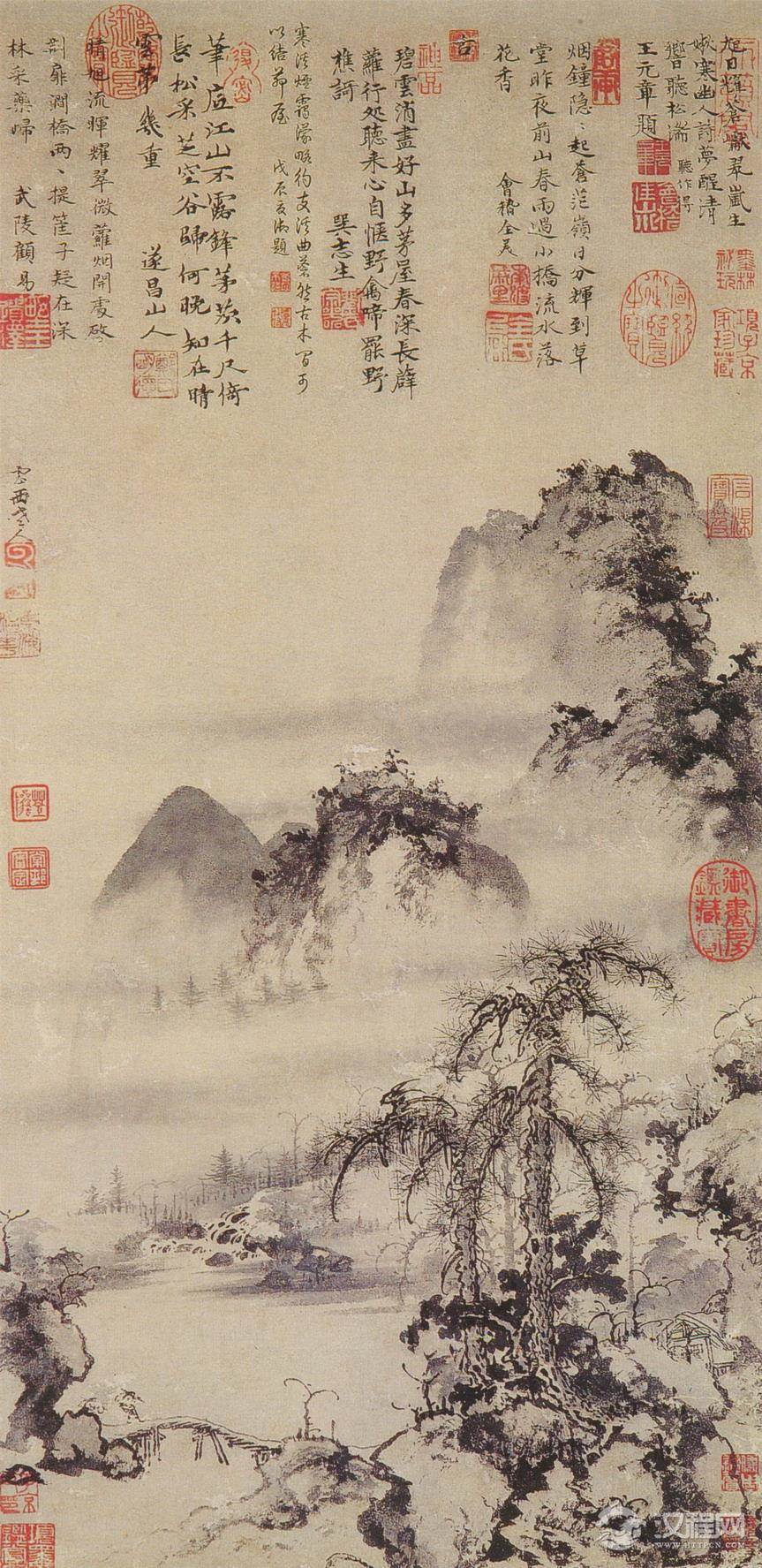 元 曹知白山水画