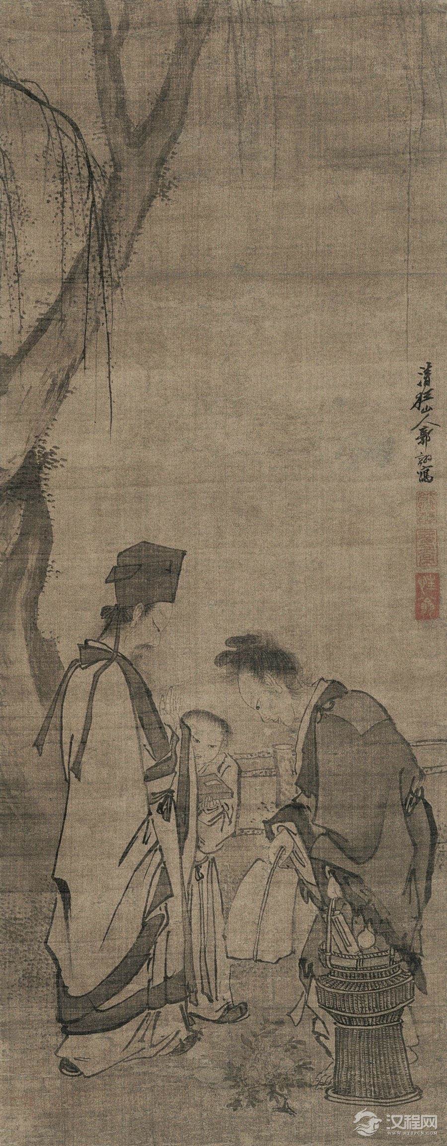 郭诩画选 东山携妓图