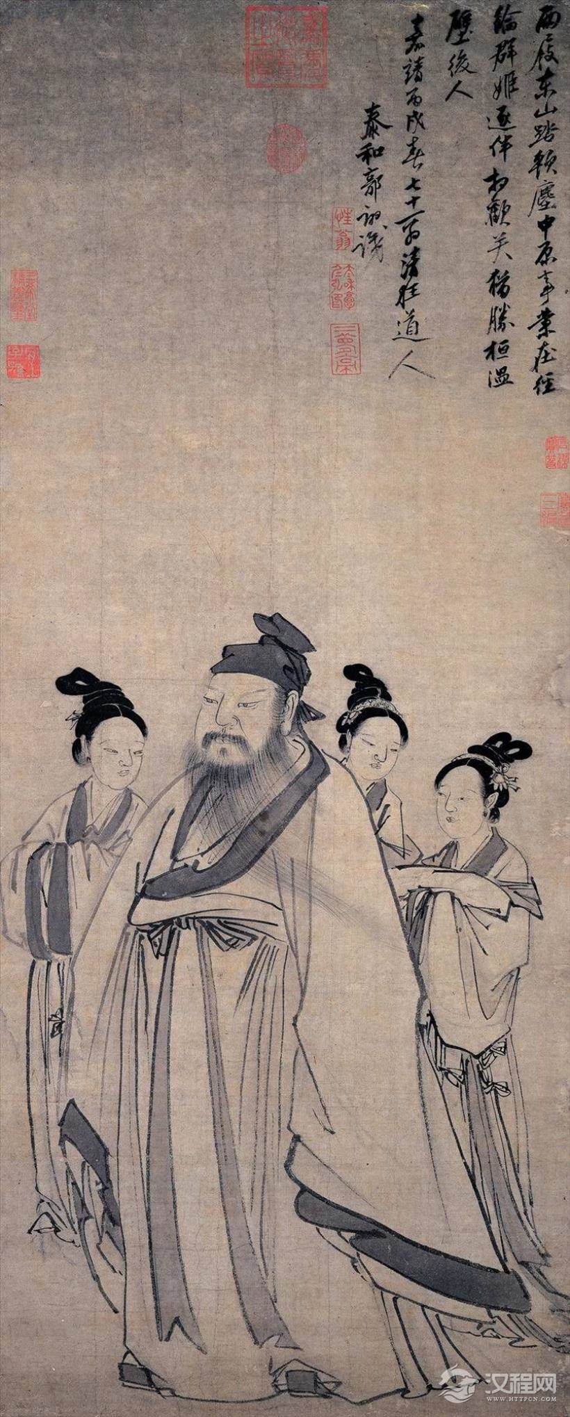 郭诩画选 东山携妓图