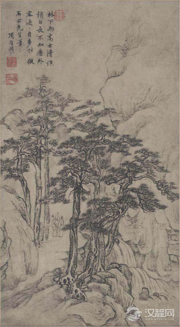 仇英的东家 祖孙画家、收藏家：项元汴 项圣谟与大树风号图