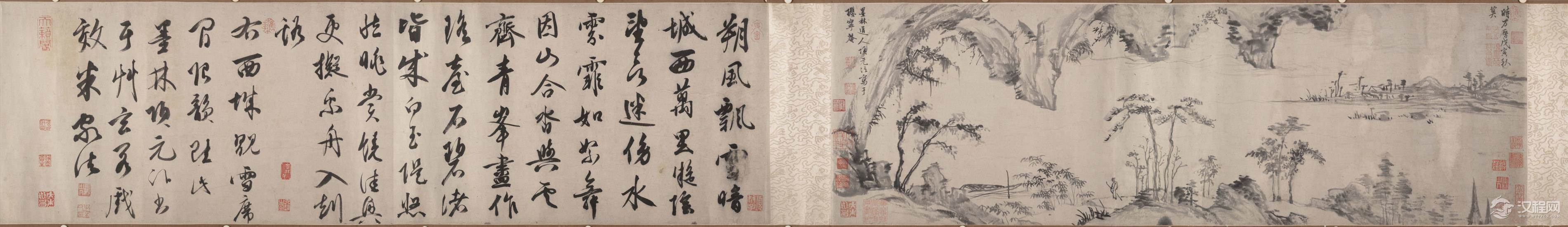 祖孙画家：项元汴 项圣谟与大树风号图