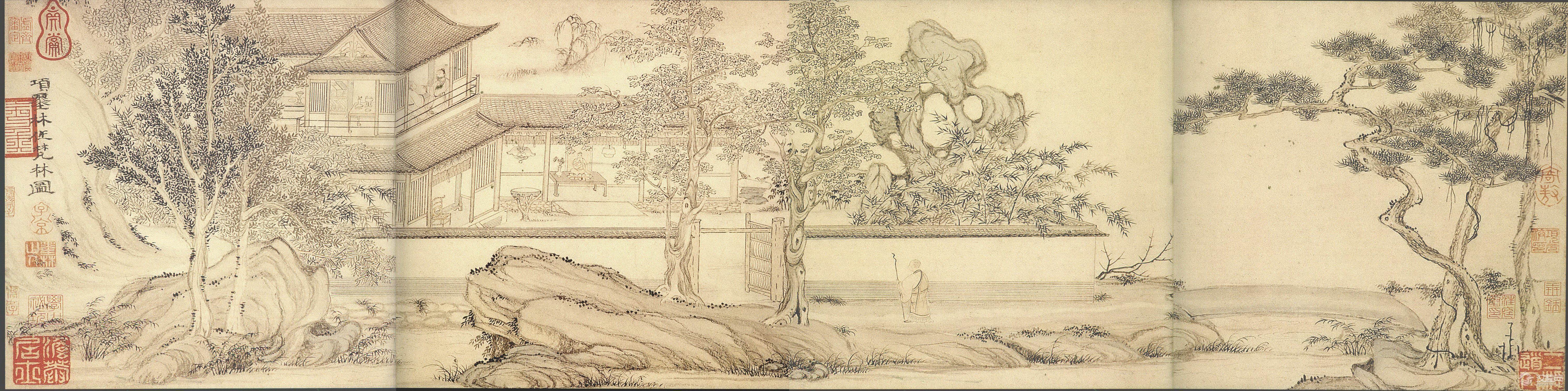 祖孙画家：项元汴 项圣谟与大树风号图 