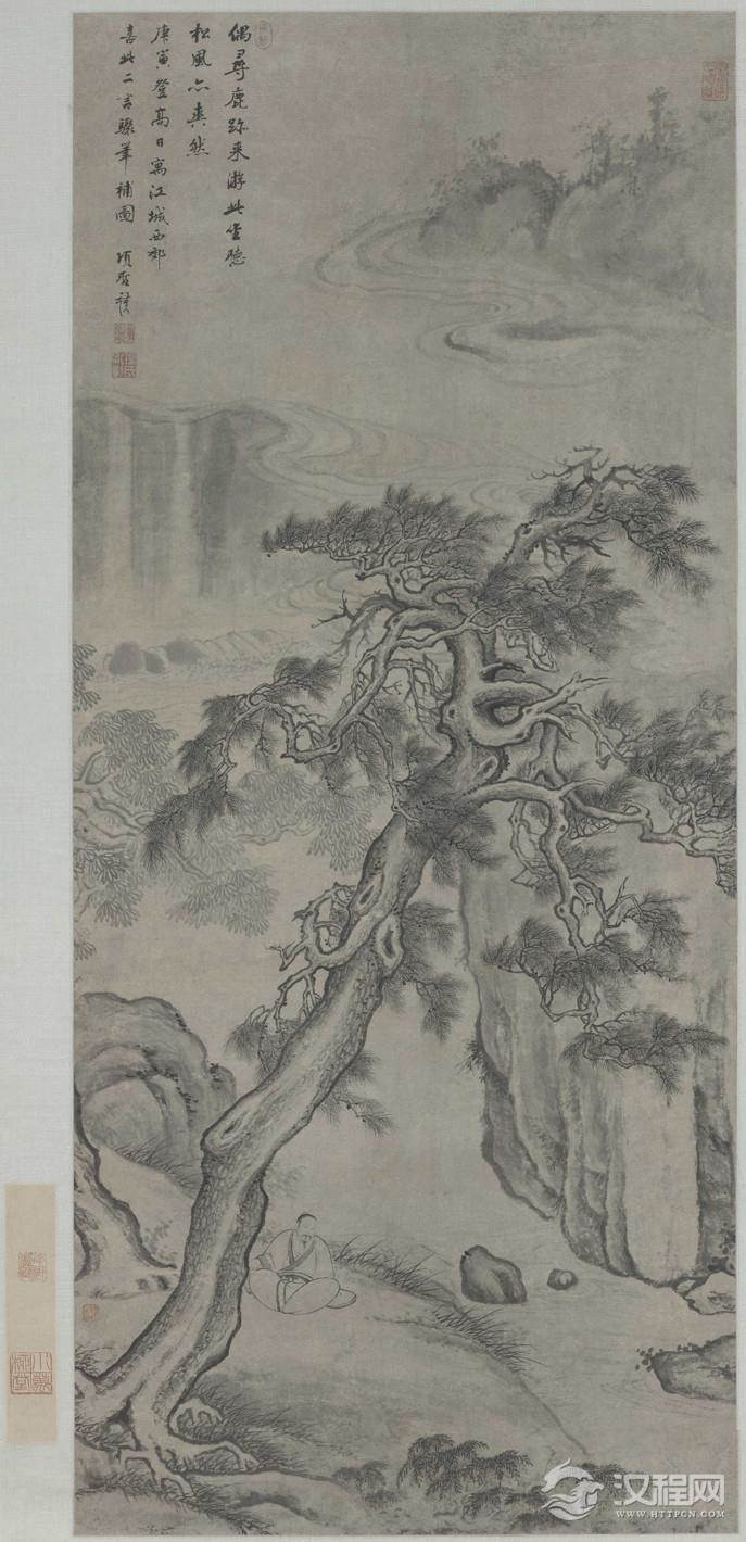 祖孙画家：项元汴 项圣谟与大树风号图 