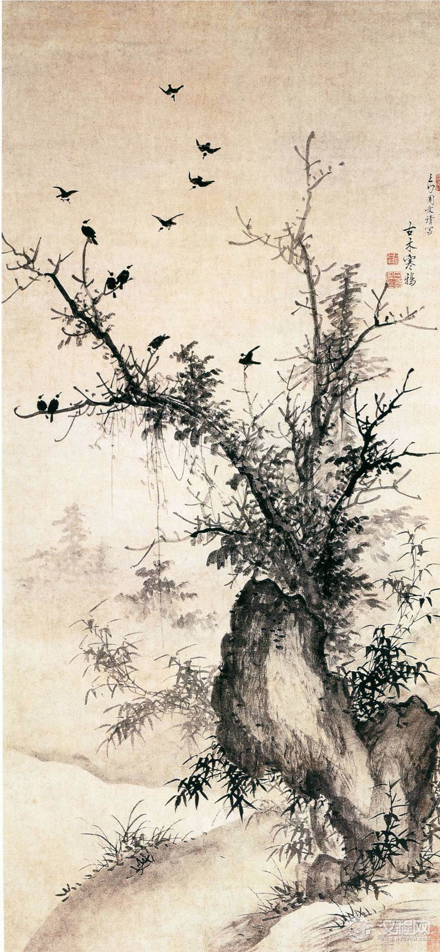 明宫廷画家 周文靖画选 雪夜访戴图 