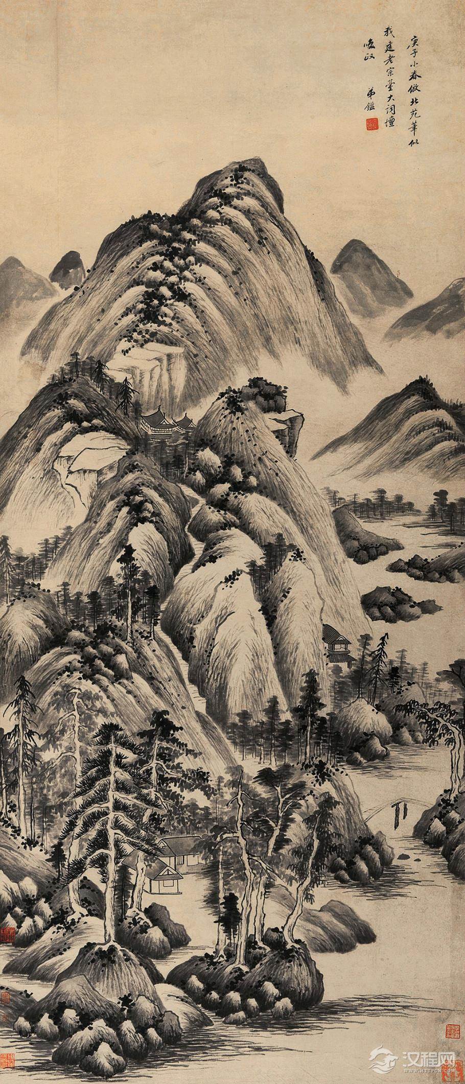 清初四家：王鉴画选 长松仙馆图（百幅中国名画） - 潮河边人 - 潮河边人博客