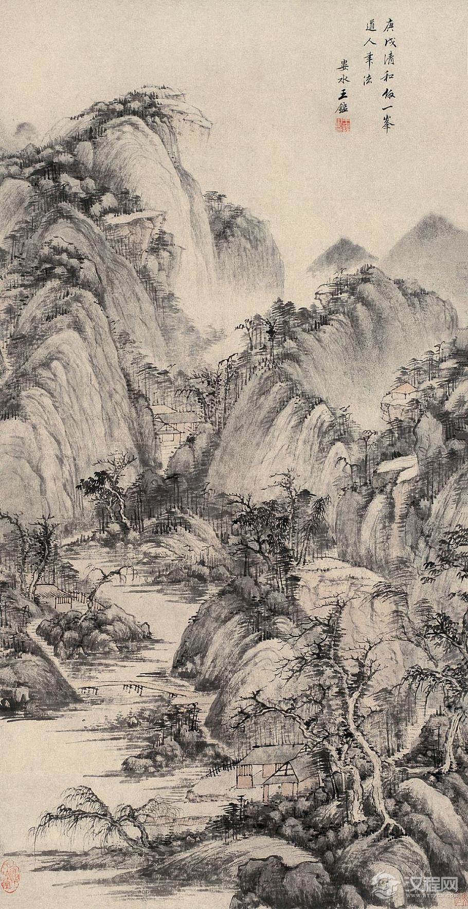 清初四家：王鉴画选 长松仙馆图（百幅中国名画） - 潮河边人 - 潮河边人博客