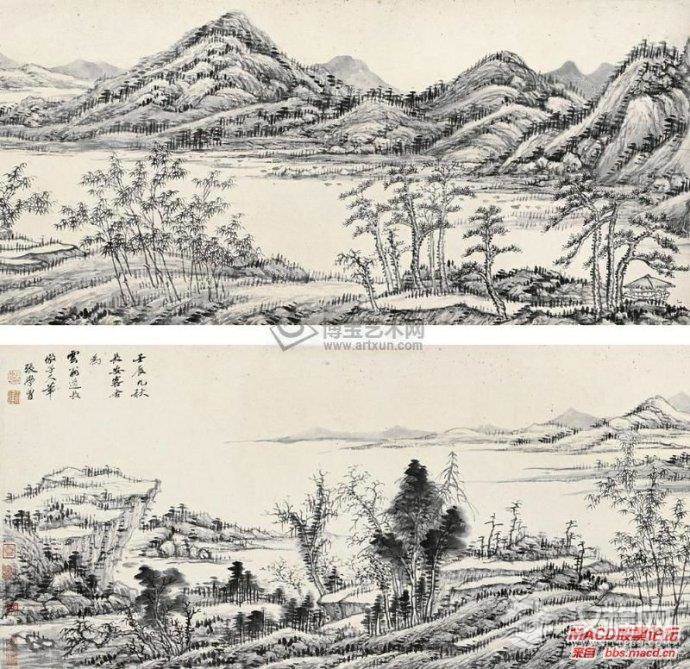 清&nbsp;<wbr>张学曾山水画作品