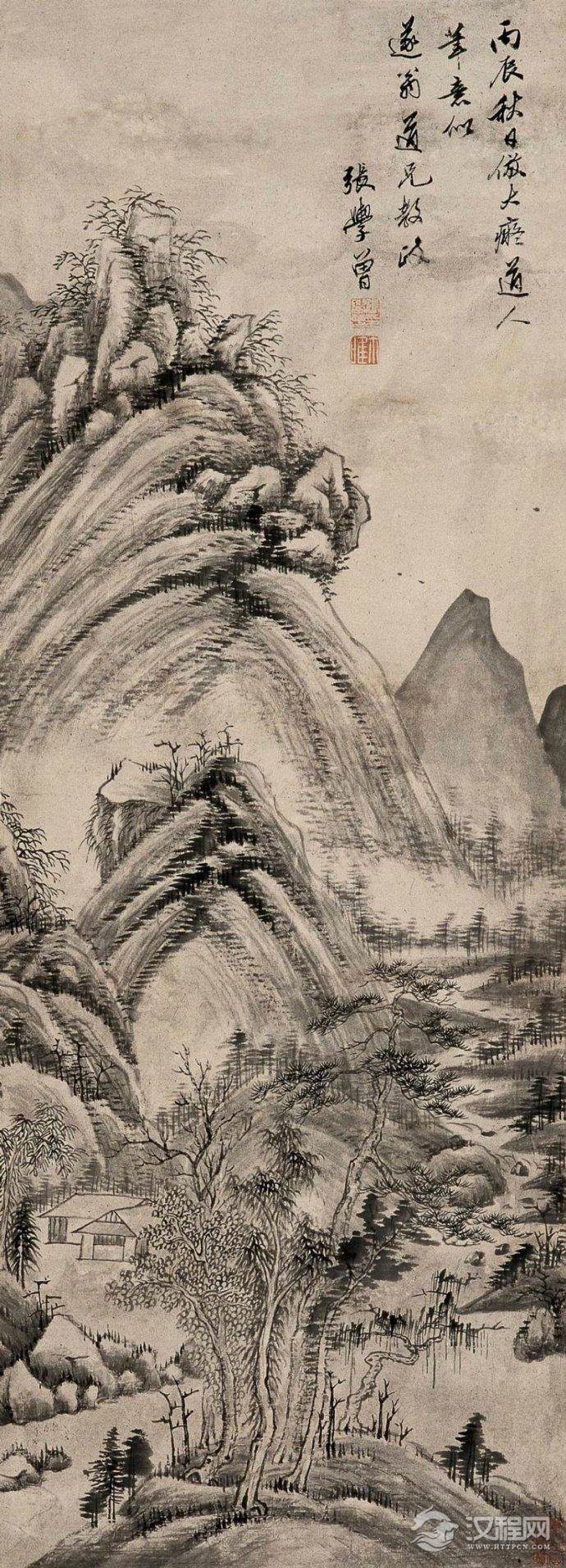 清&nbsp;<wbr>张学曾山水画作品