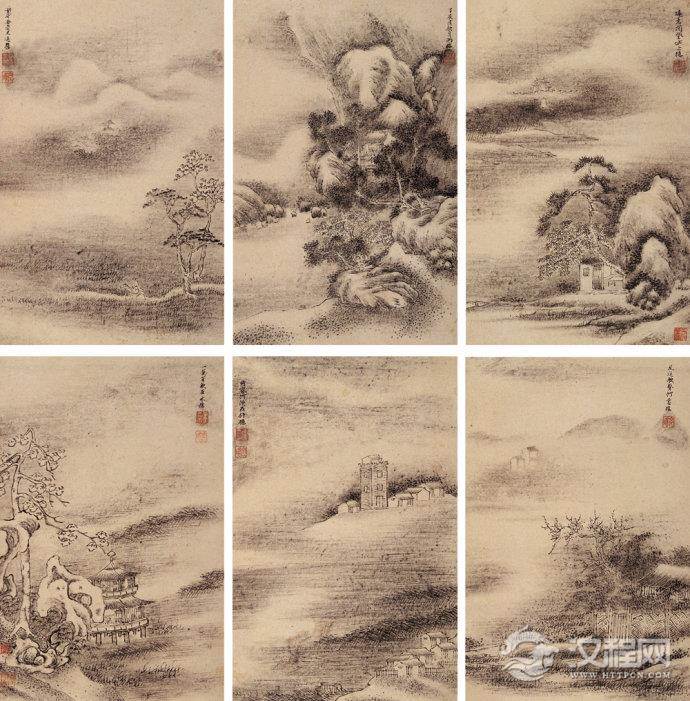 清&nbsp;<wbr>张学曾山水画作品