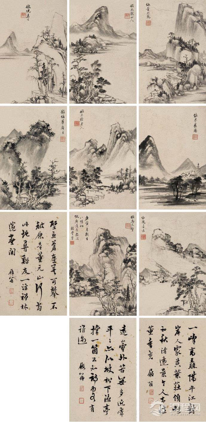 清&nbsp;<wbr>张学曾山水画作品