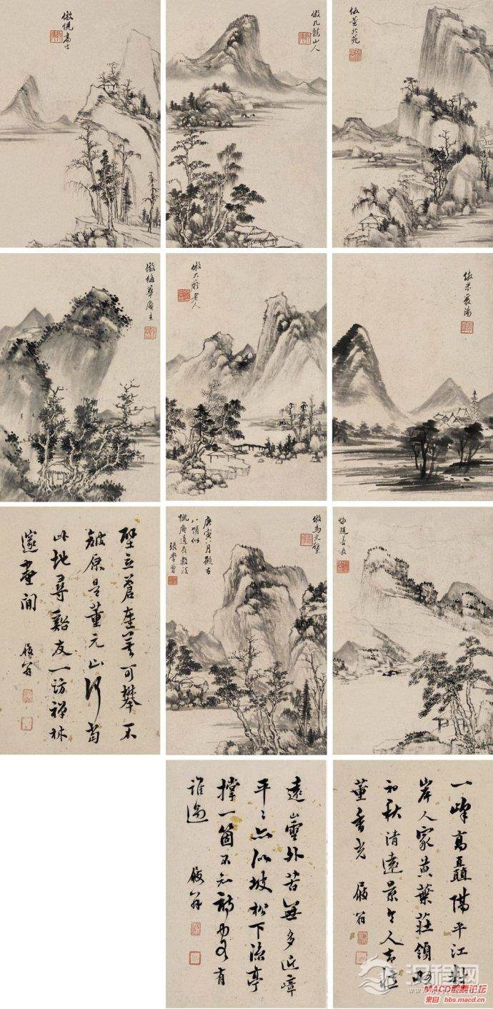 清&nbsp;<wbr>张学曾山水画作品