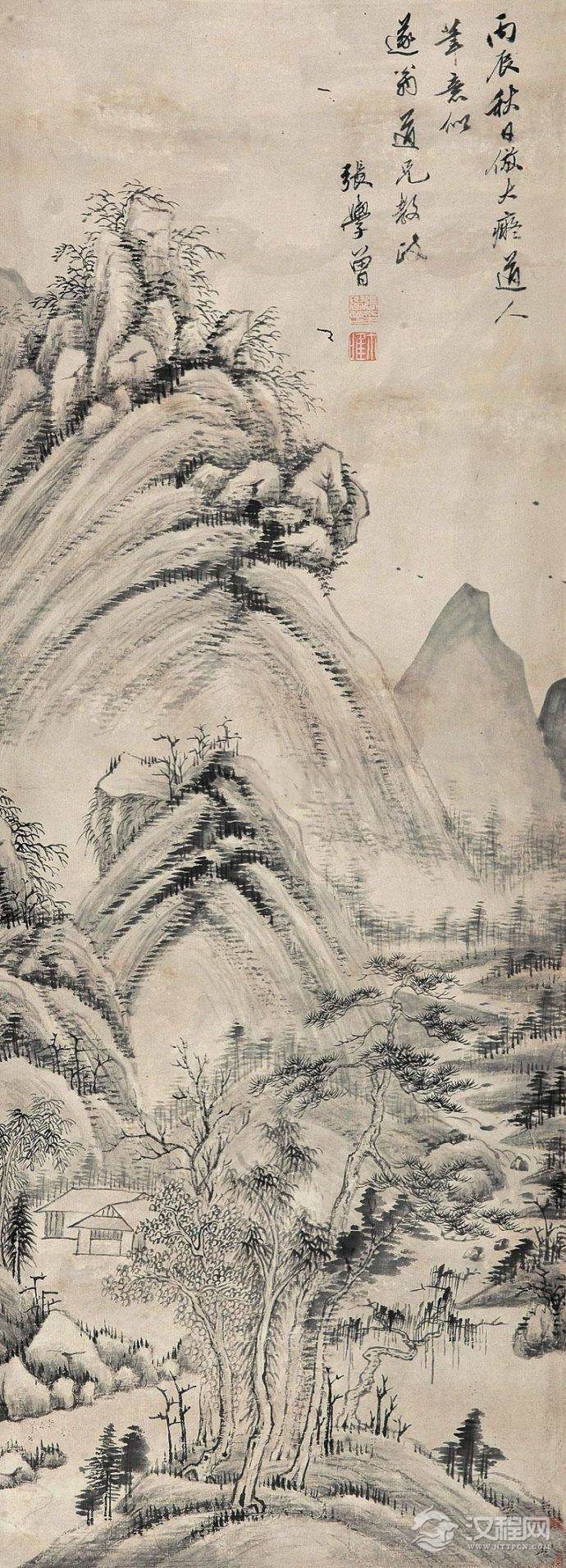 清&nbsp;<wbr>张学曾山水画作品