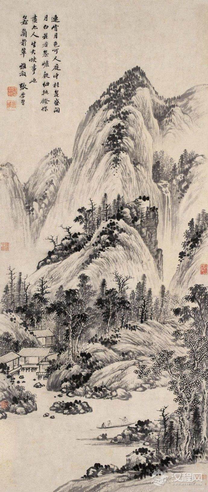 清&nbsp;<wbr>张学曾山水画作品