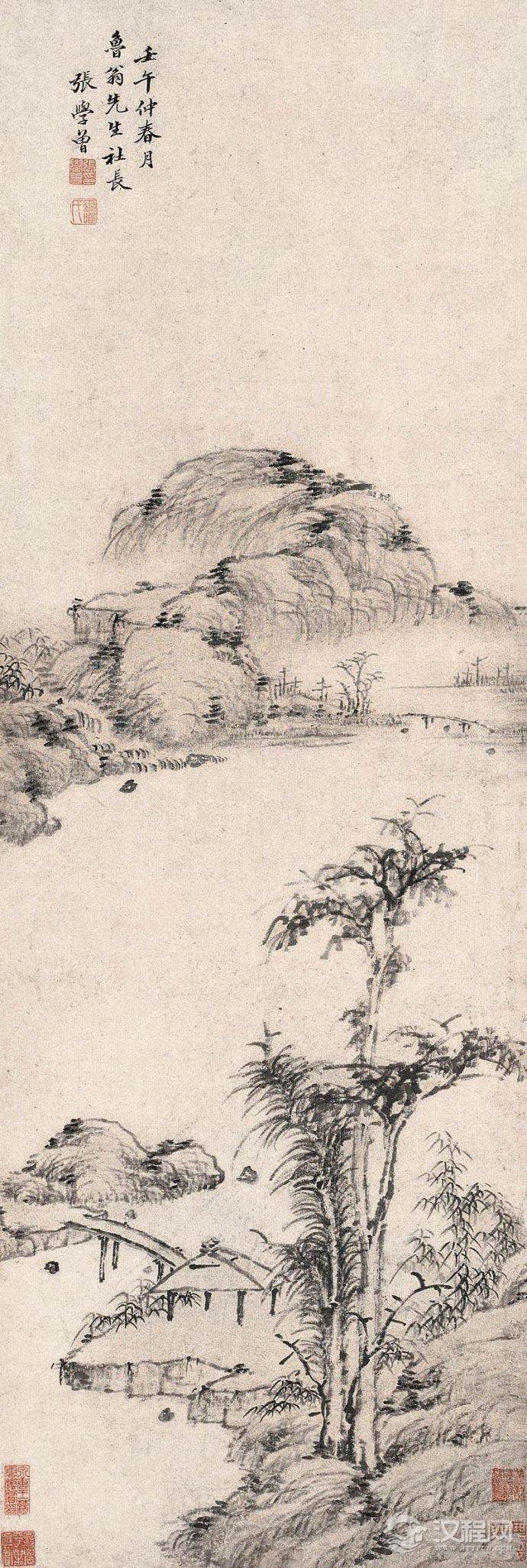 清&nbsp;<wbr>张学曾山水画作品