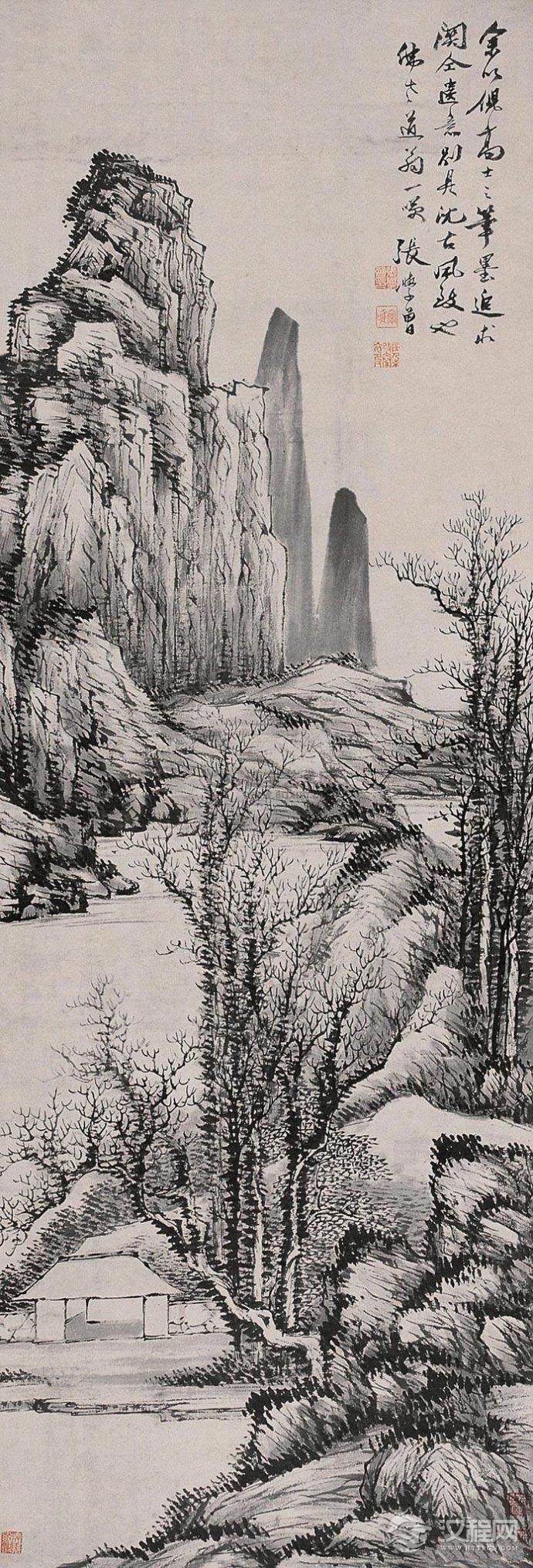 清&nbsp;<wbr>张学曾山水画作品