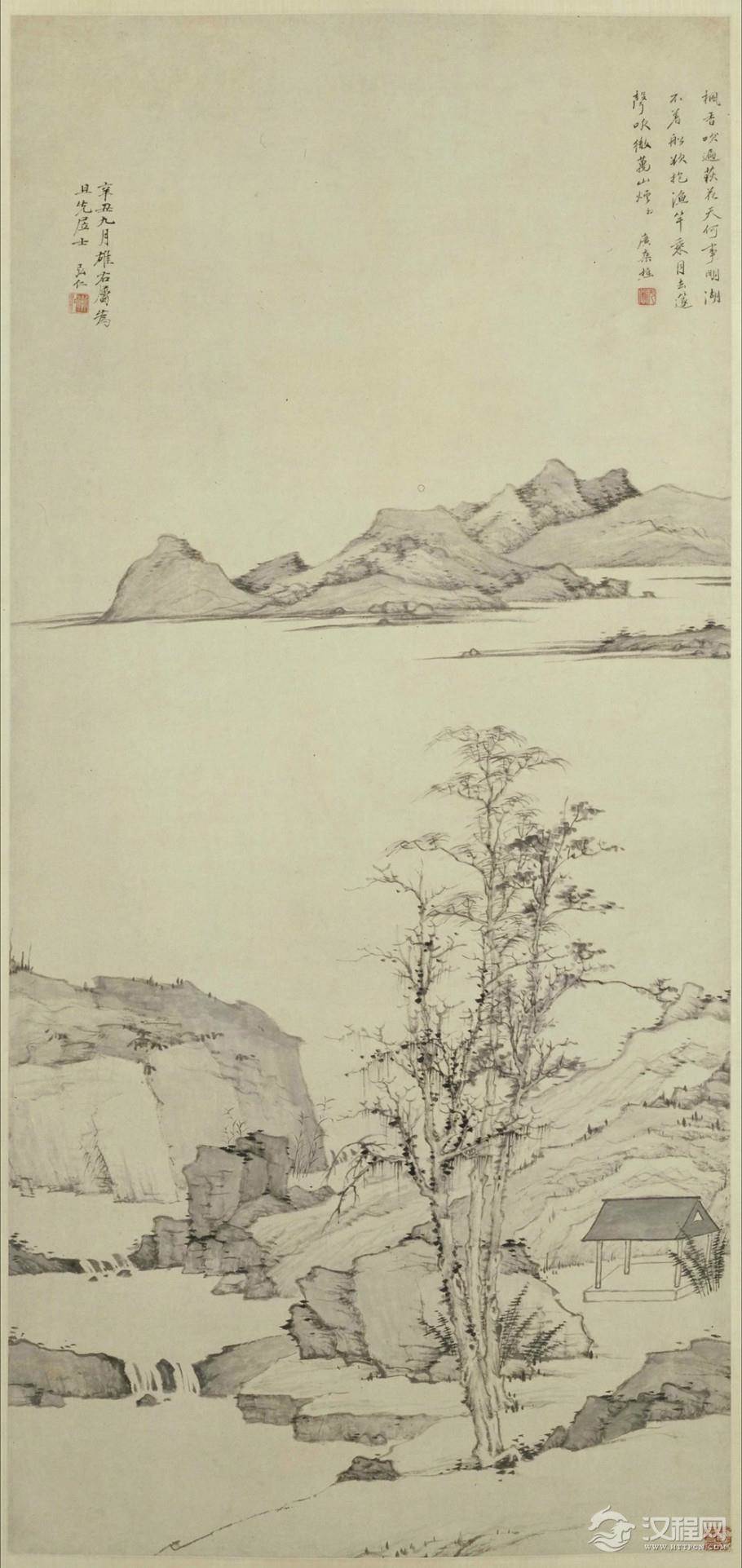 清四僧：弘仁画选 天都峰图轴（百幅中国名画)