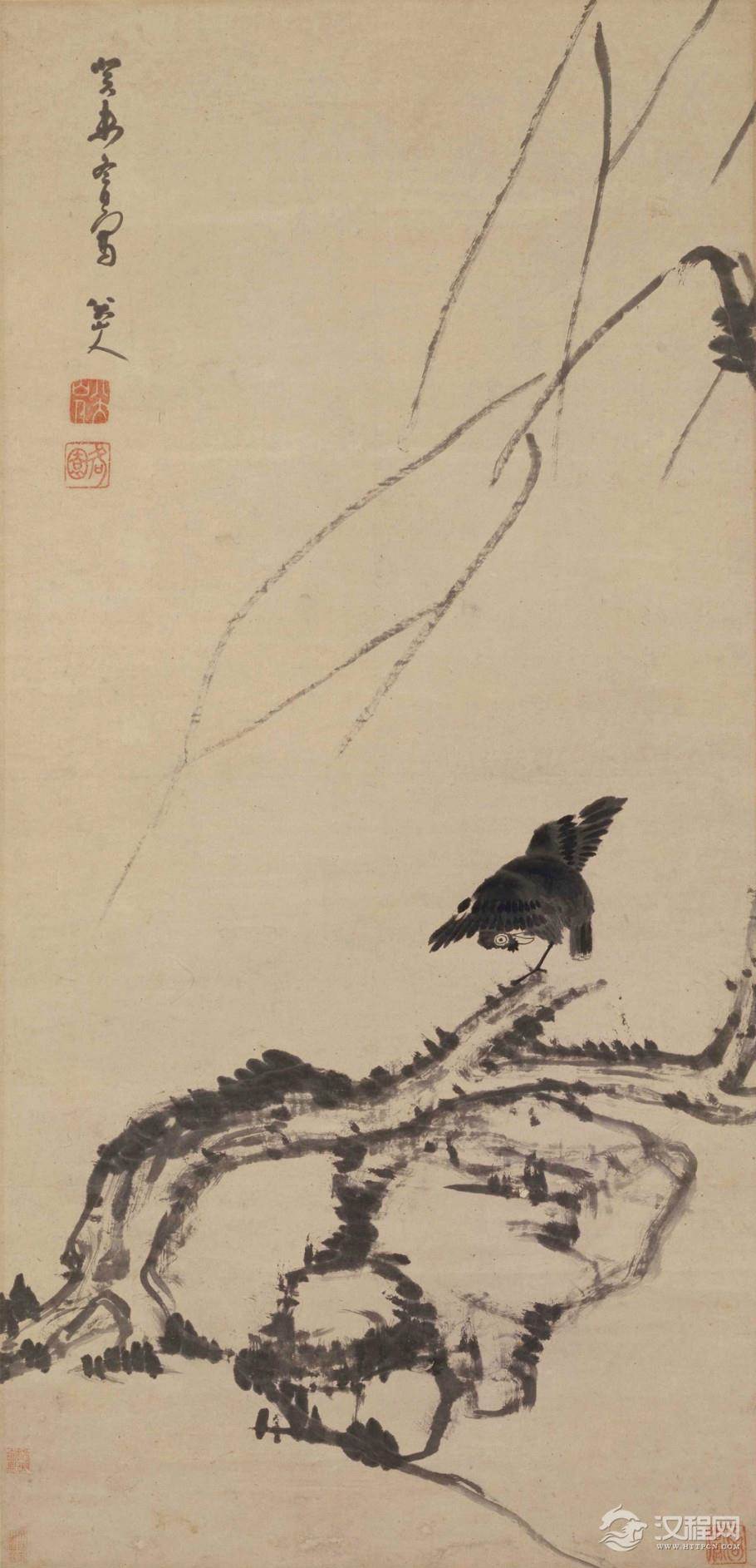 清四僧：八大山人朱耷画选 荷石水禽图（百幅中国名画)