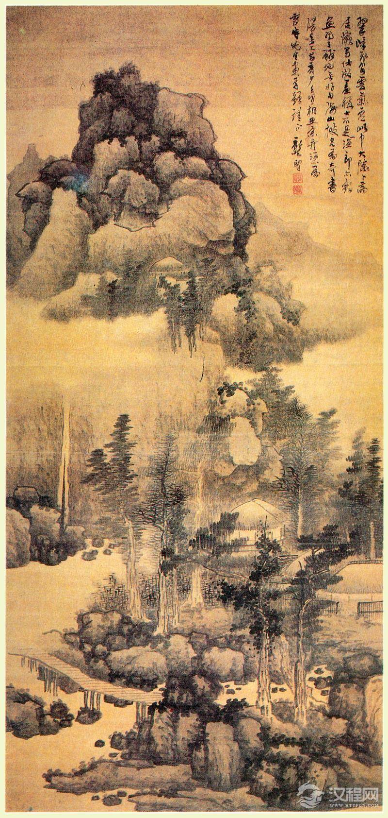 清初“金陵八家”之首：龚贤画选 夏山过雨图