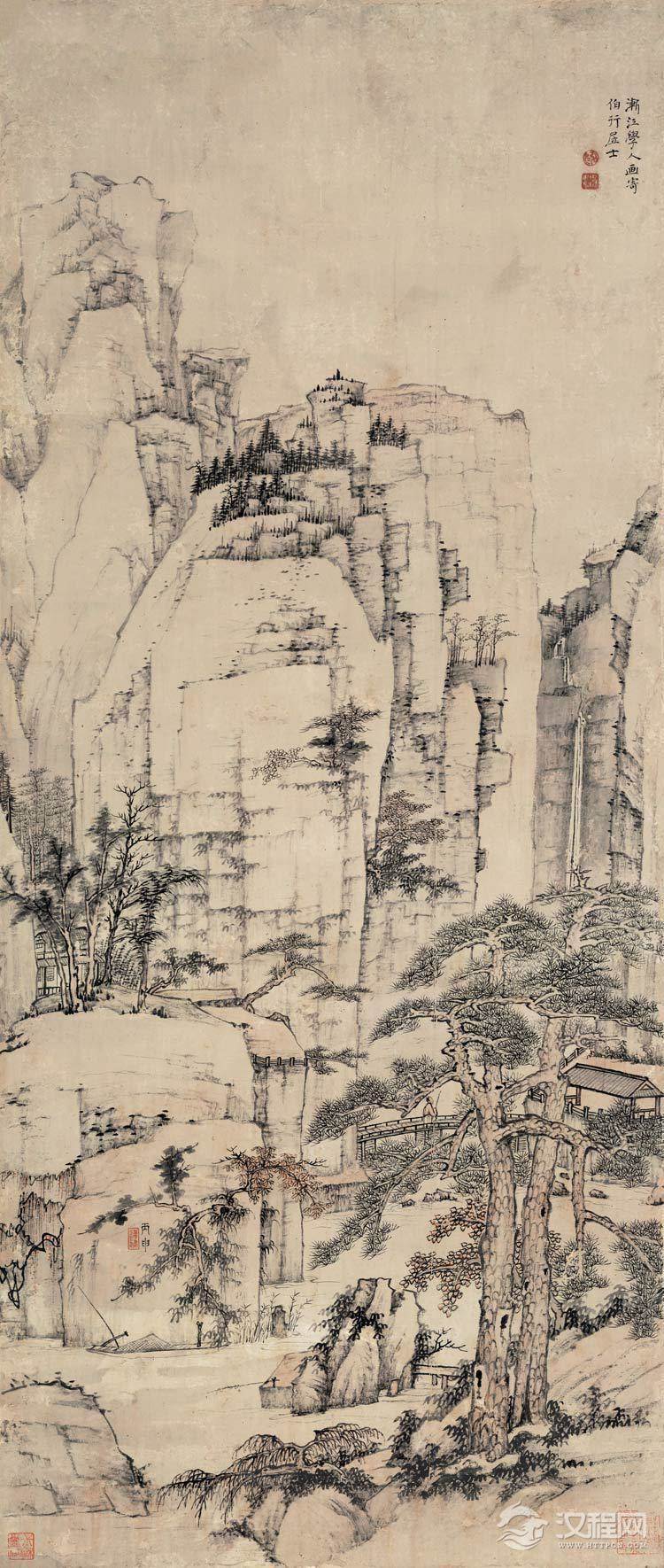 清四僧：弘仁画选 天都峰图轴（百幅中国名画) 