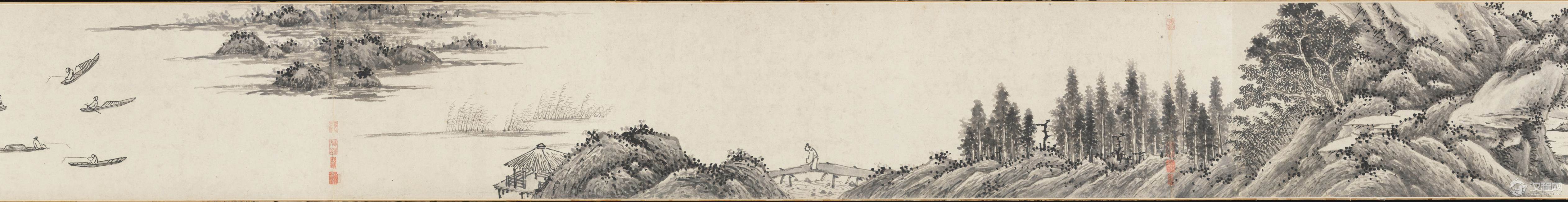 明 沈周文徵明合作 山水图卷 大都会艺术博物馆藏