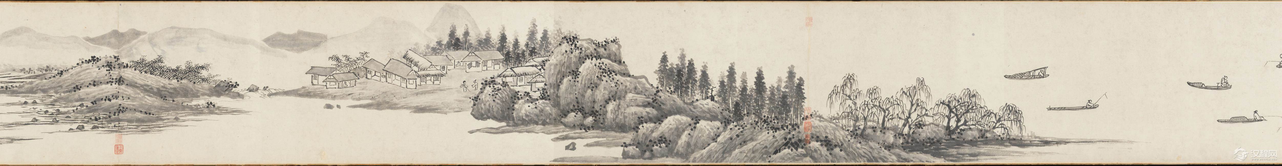 明 沈周文徵明合作 山水图卷 大都会艺术博物馆藏 