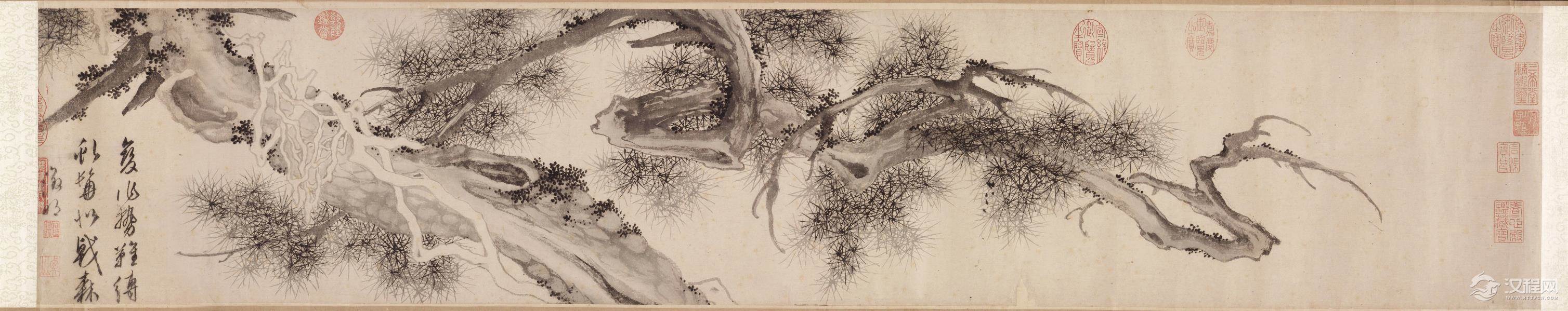 明 文徵明画枯木 古木寒泉图 