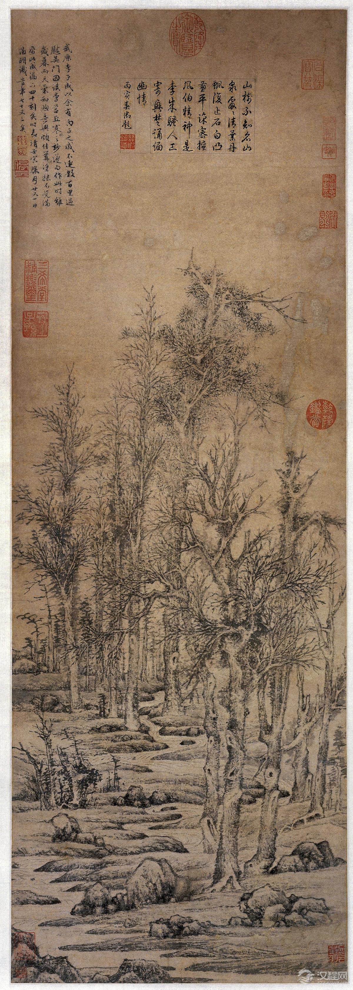 明 文徵明画枯木 古木寒泉图