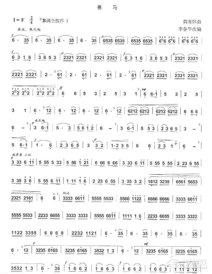 巴乌移植曲《赛马》