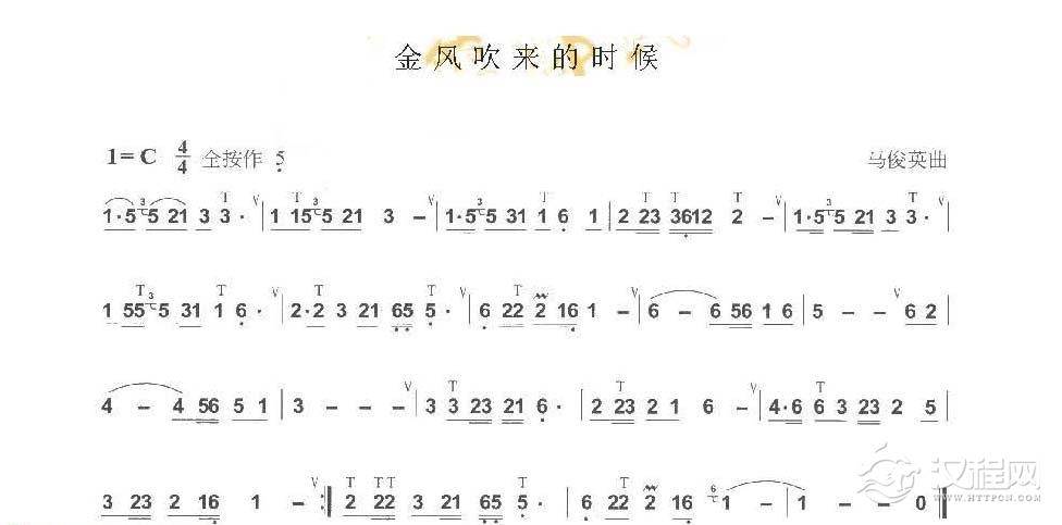 巴乌初级独奏曲《金风吹来的时候/马俊英曲》简单的巴乌乐曲