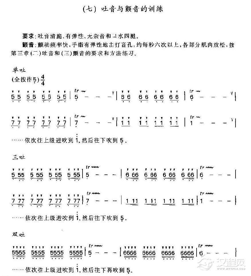 竹笛吐音与颤音的训练