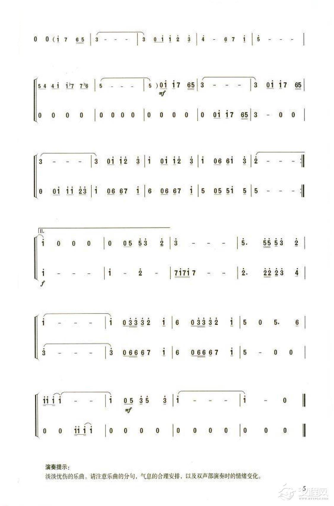 笛子流行金曲《愚人码头》初级独奏乐谱