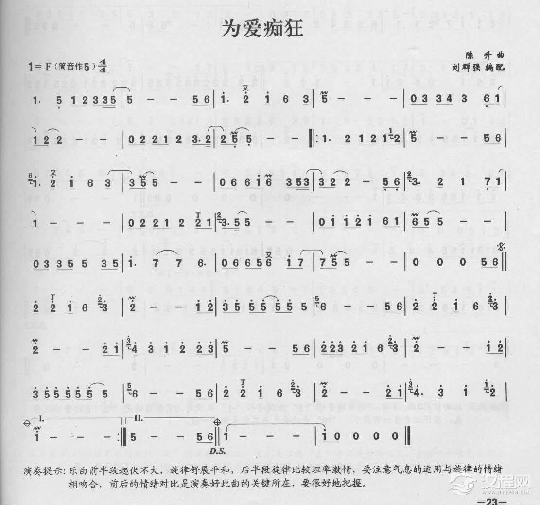 简单易学的竹笛独奏曲《为爱痴狂》陈升 曲
