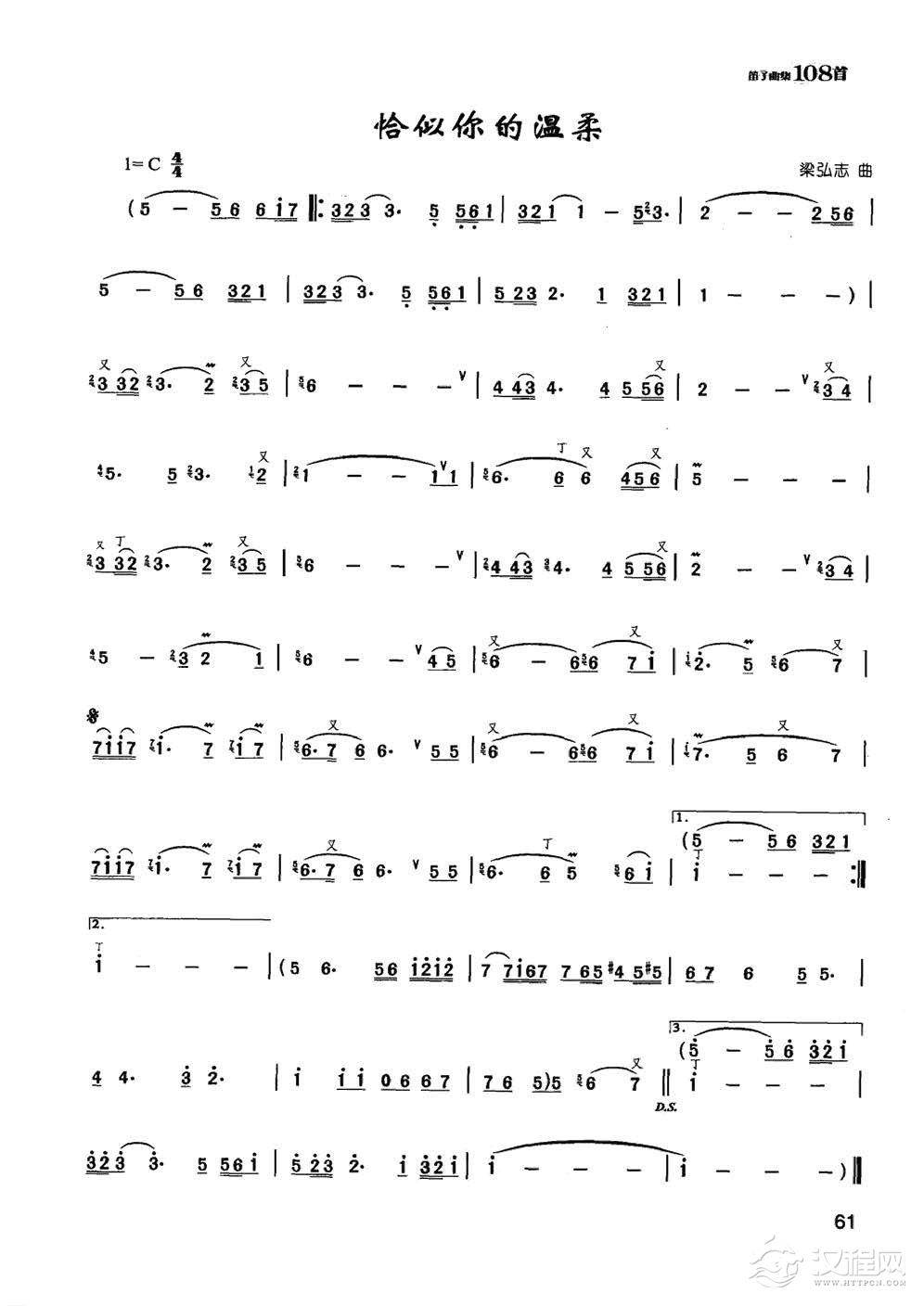 竹笛通俗金曲《恰似你的温柔》陈咏秋笛子曲