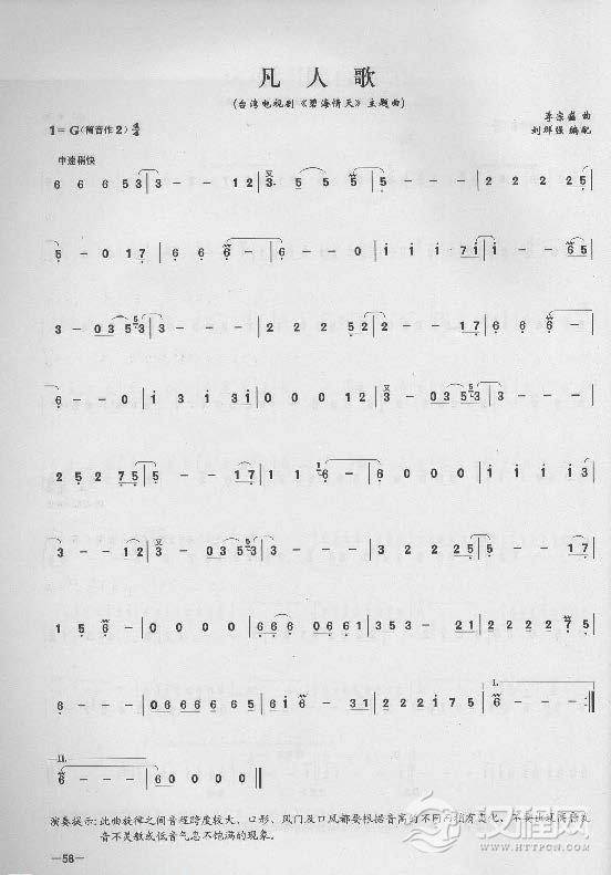 简单易学的竹笛独奏曲《凡人歌》李宗盛 曲